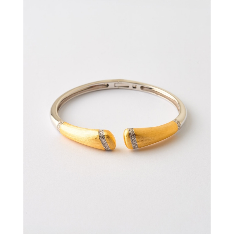 PULSERA BICOLOR Y CIRCONITAS MATE Y LISO