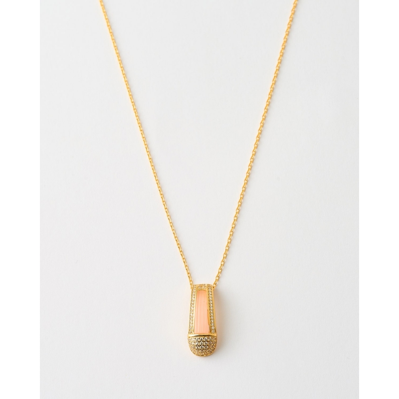 COLLAR ACANALADO CIRCONITAS ESMALTE ROSA