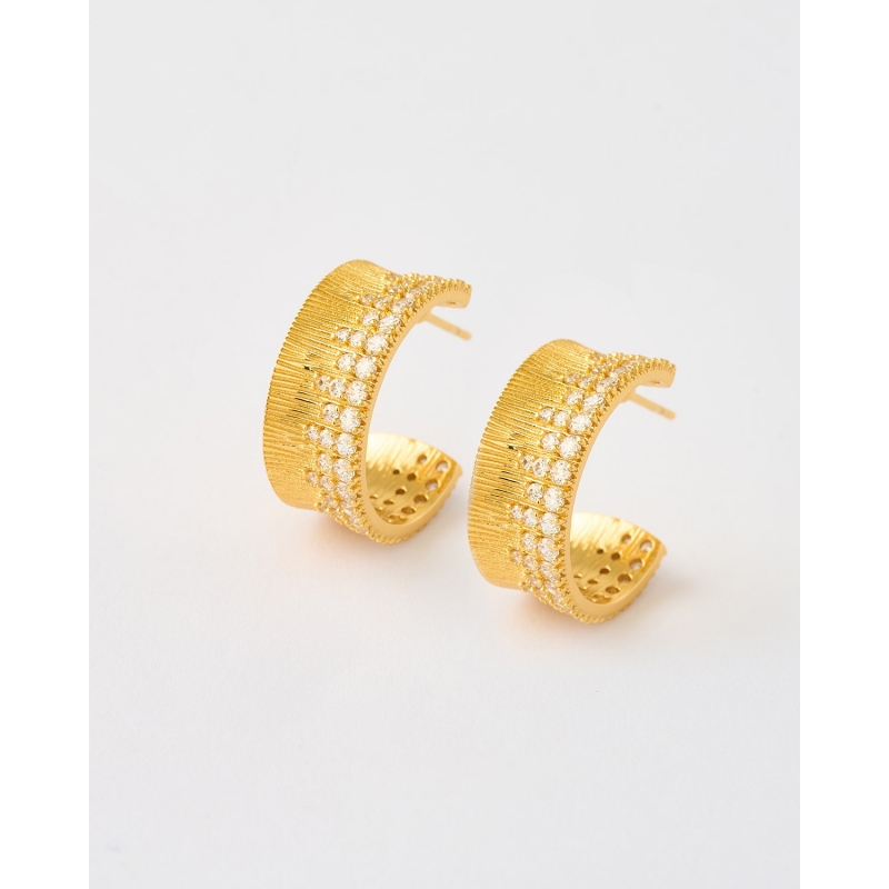 PENDIENTE ARO RAYADO Y CIRCONITAS...