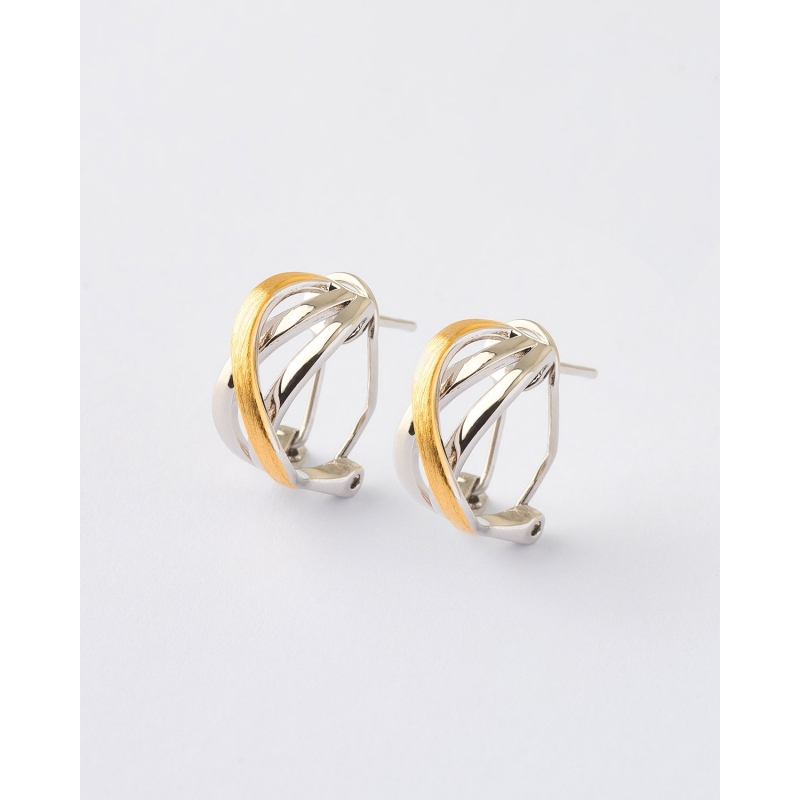 PENDIENTES TRIPLE BANDA BICOLOR MATE...