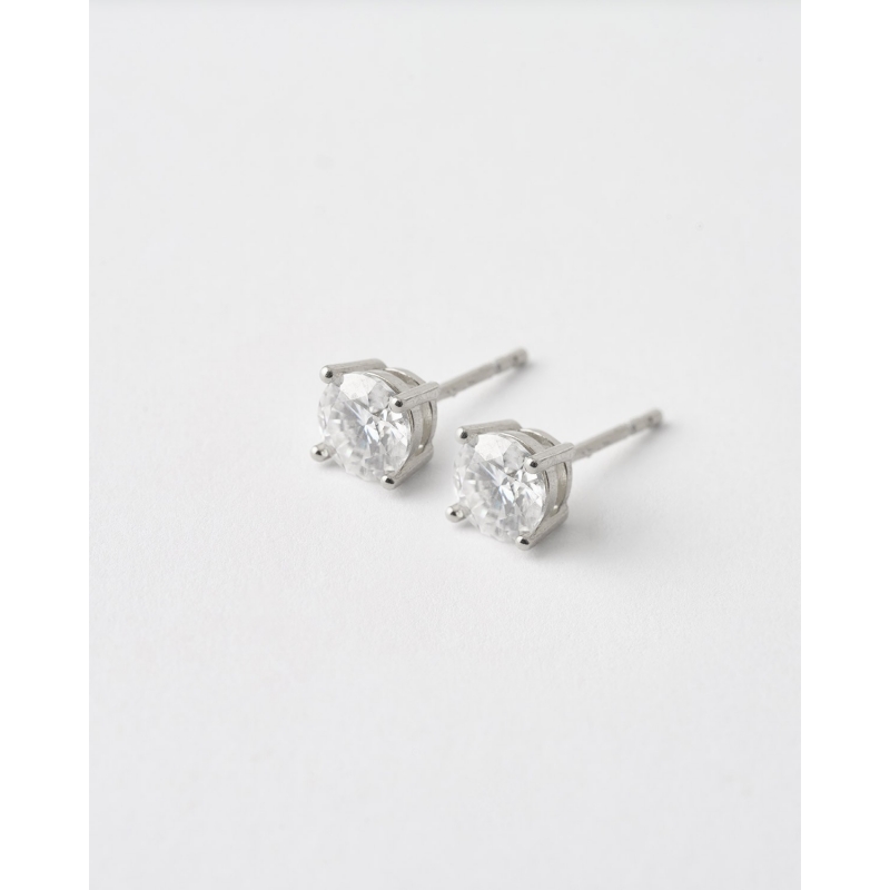 PENDIENTES MOISSANITA REDONDA 5MM - 1CT