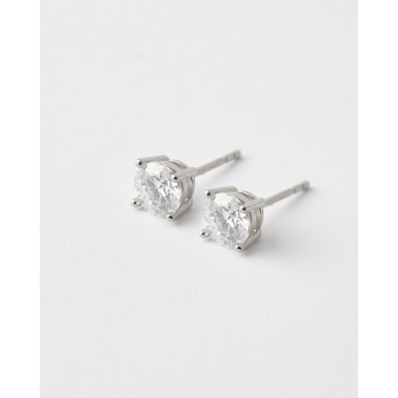 PENDIENTES MOISSANITA REDONDA 6MM -...