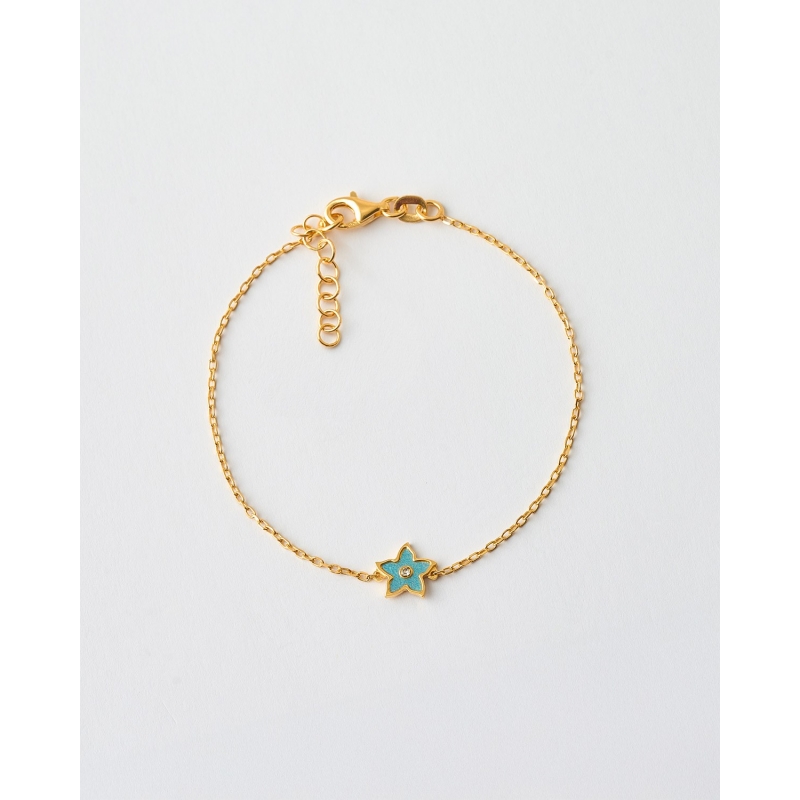 PULSERA FLOR 8MM MADREPERLA AZUL Y...