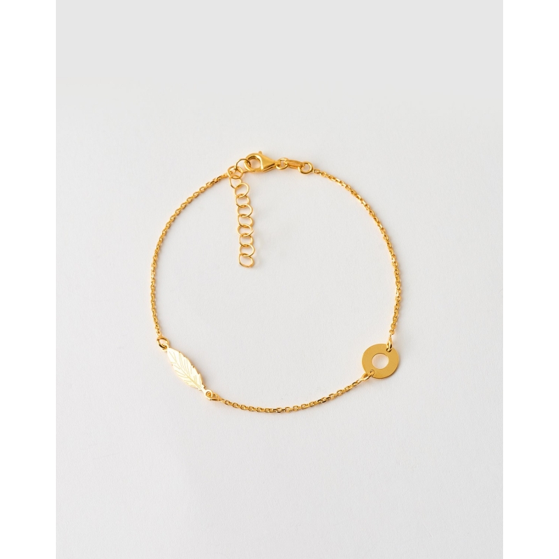 PULSERA CIRCULO Y HOJA - 17+2CM LARGO