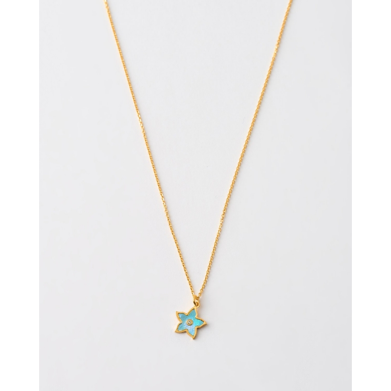 COLLAR FLOR 8MM MADREPERLA AZUL Y...