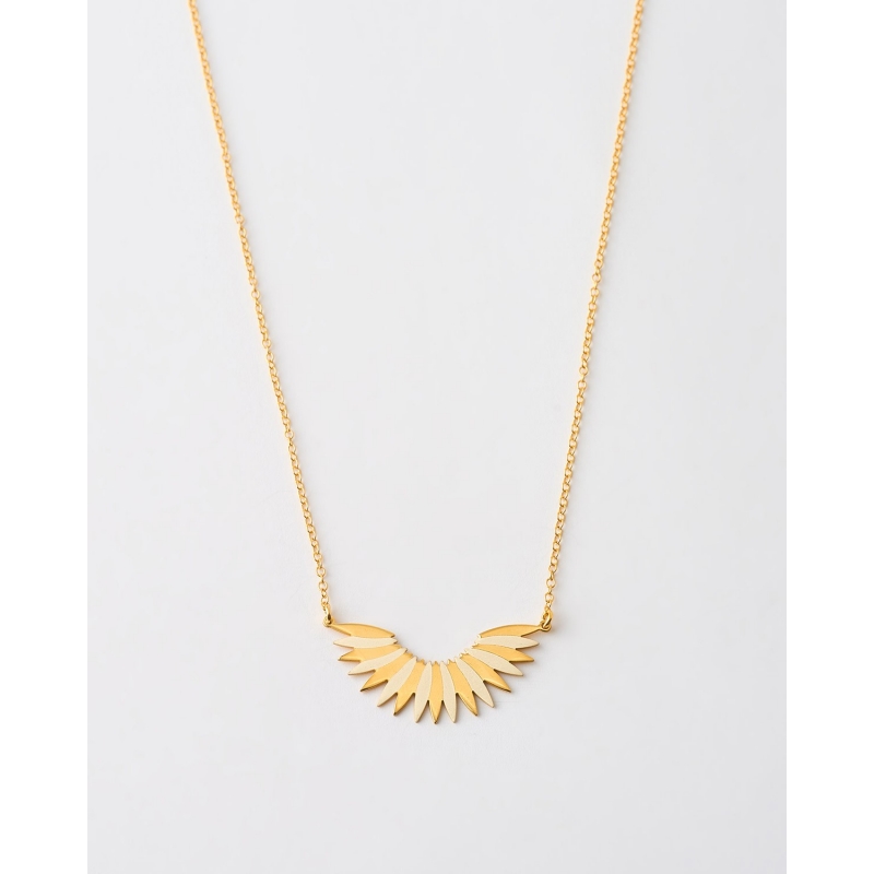 COLLAR ABANICO HOJAS BRILLO Y MATE...