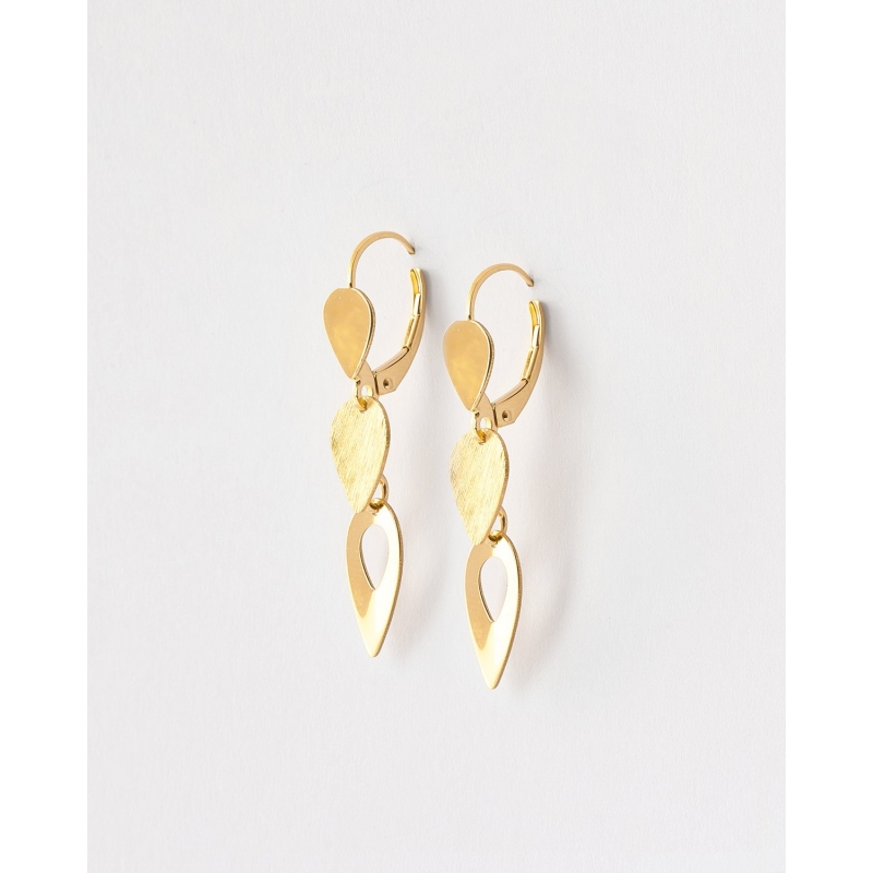 PENDIENTES TRIPLE LAGRIMA LISO Y MATE...