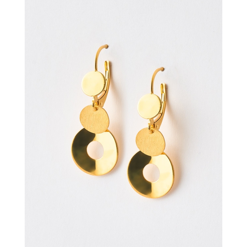 PENDIENTES TRIPLE CIRCULO LISO Y MATE...