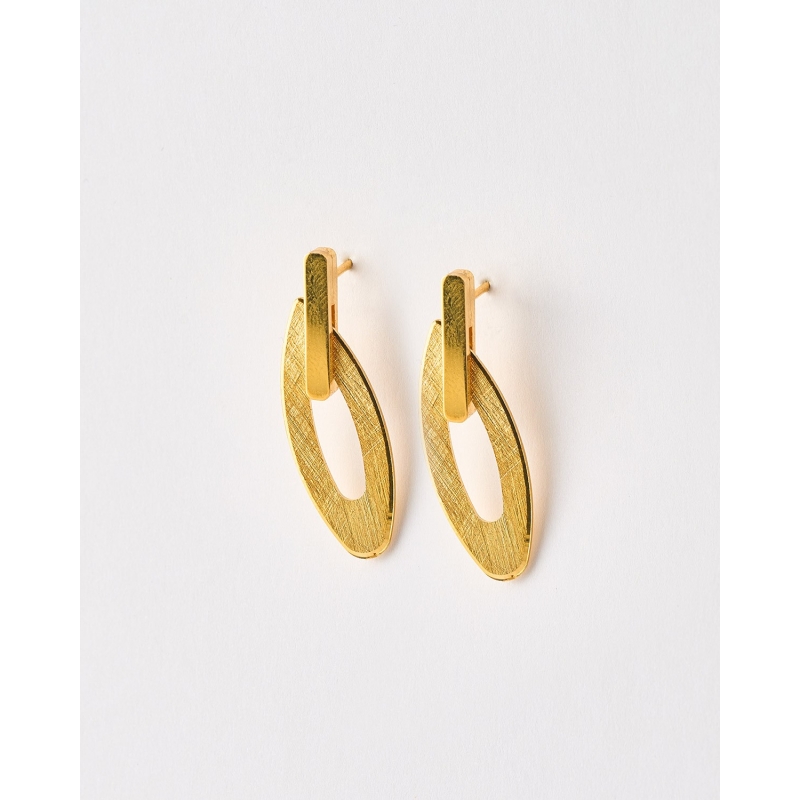 PENDIENTE HOJA MATE Y LISO 33MM LARGO