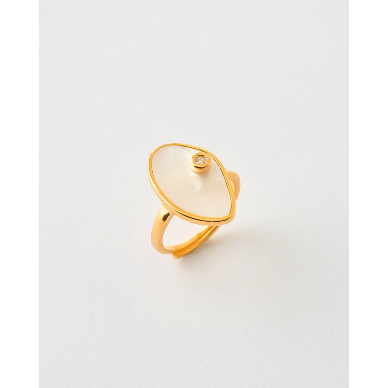 ANILLO OVALO MADREPERLA Y CIRCONITA -...