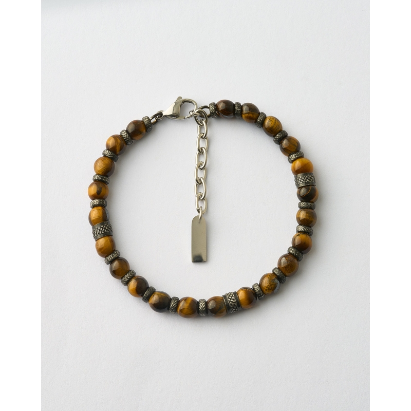 PULSERA CABALLERO CUENTAS OJO DE TIGRE