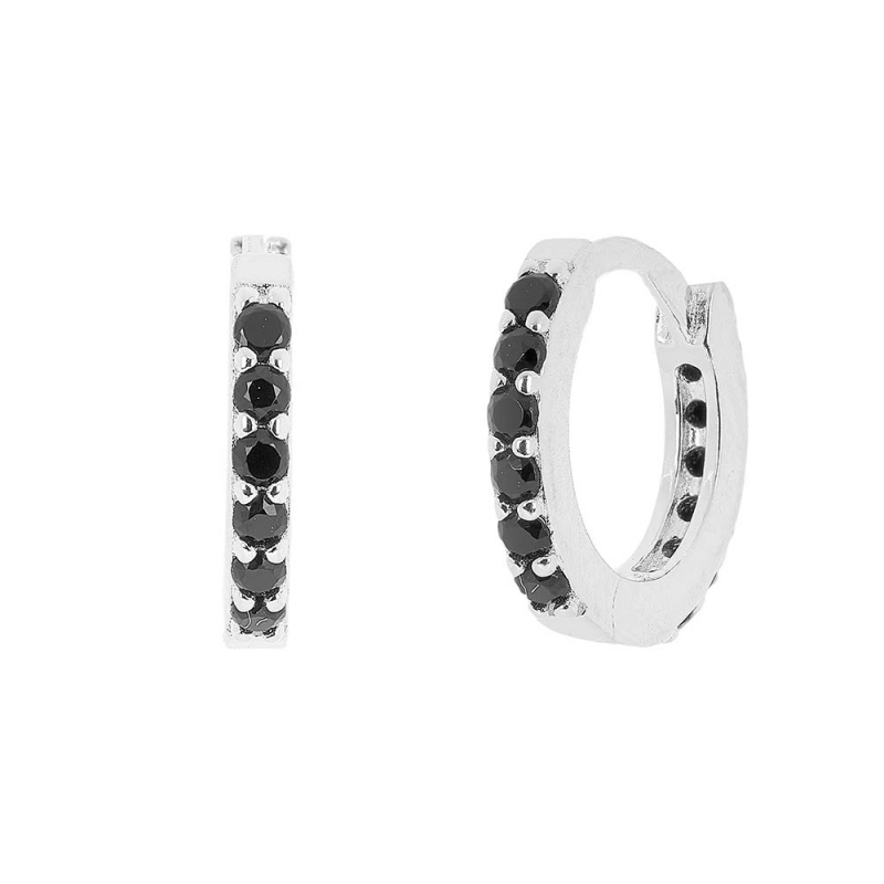Pendientes Circonita Aro 10mm CZ Negra