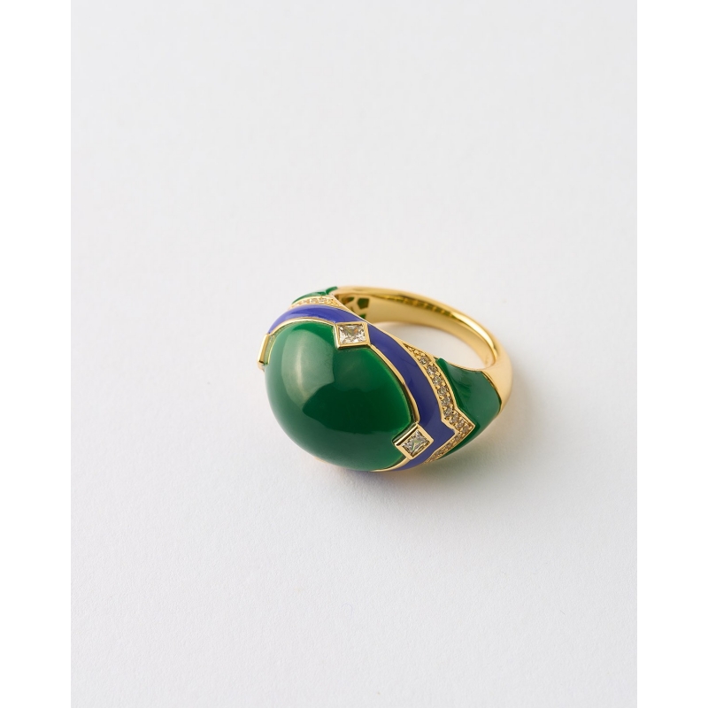 ANILLO CUPULA ESMALTE VERDE Y AZUL...