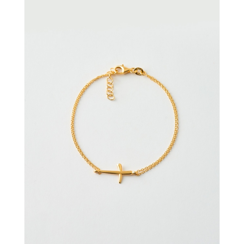 PULSERA CRUZ 15X10MM DOBLE CADENA -...