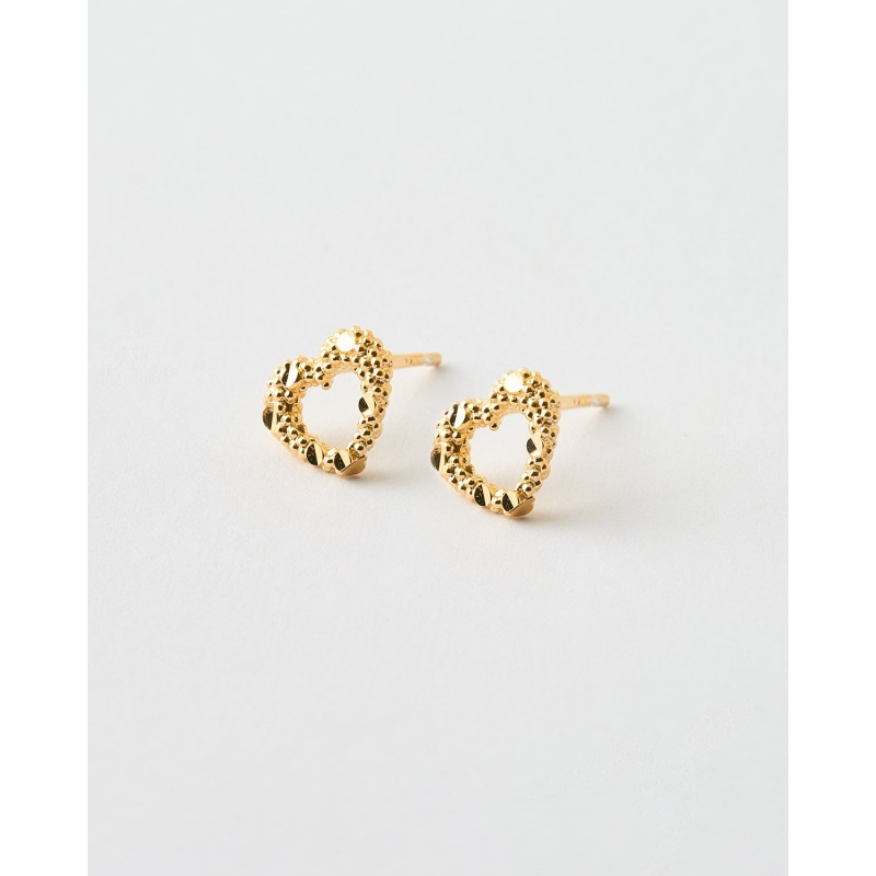 PENDIENTES MINI CORAZON 9MM GRANULADO