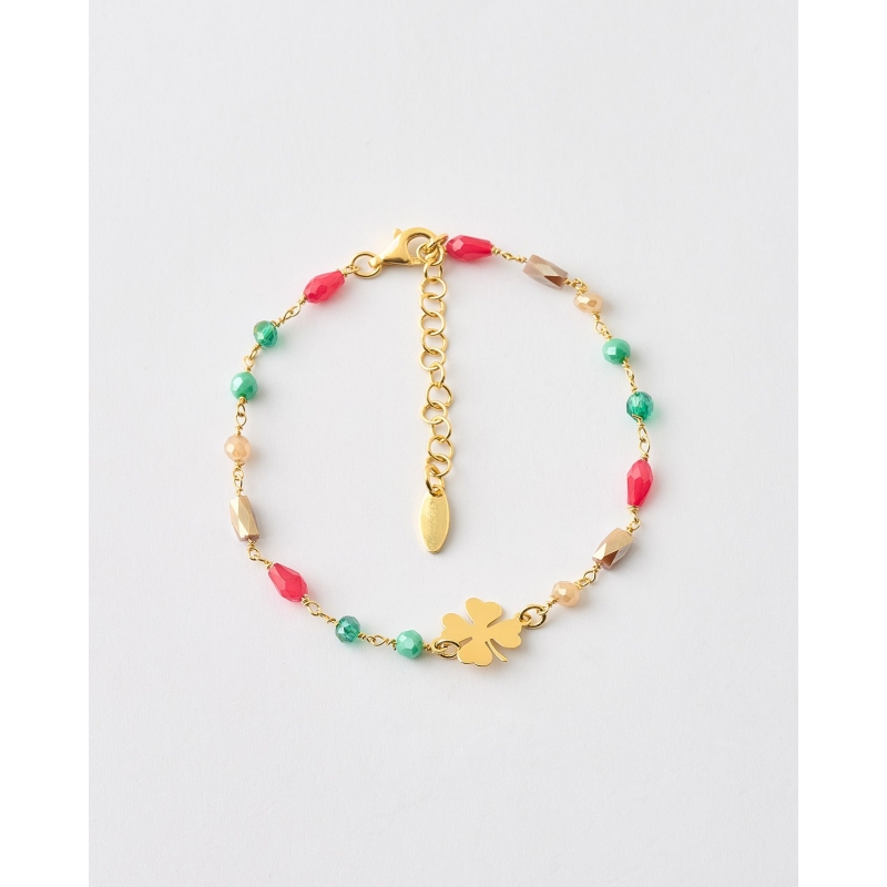 PULSERA TREBOL 10MM Y CRISTALES...