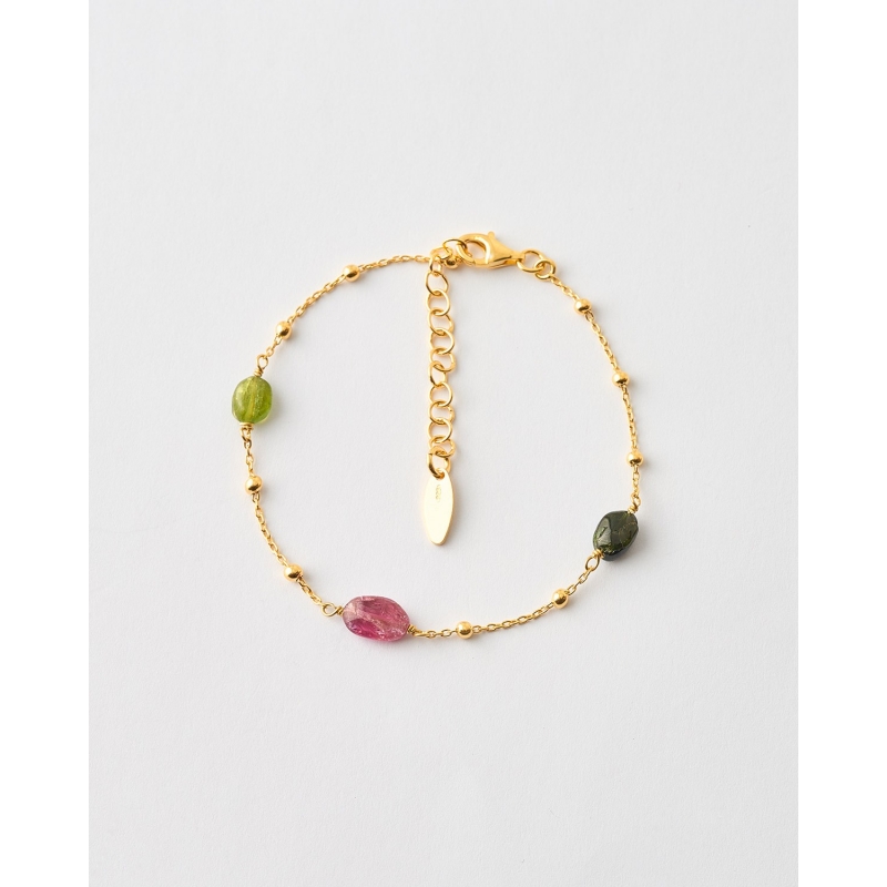 PULSERA PIEDRA MULTICOLOR - 16+3CM