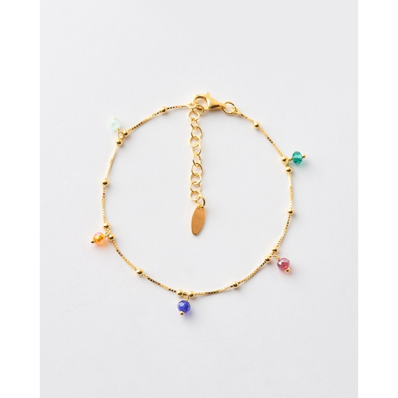 PULSERA CADENA BOLAS Y CRISTALES...