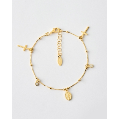 PULSERA BOLAS, CRUCES Y...