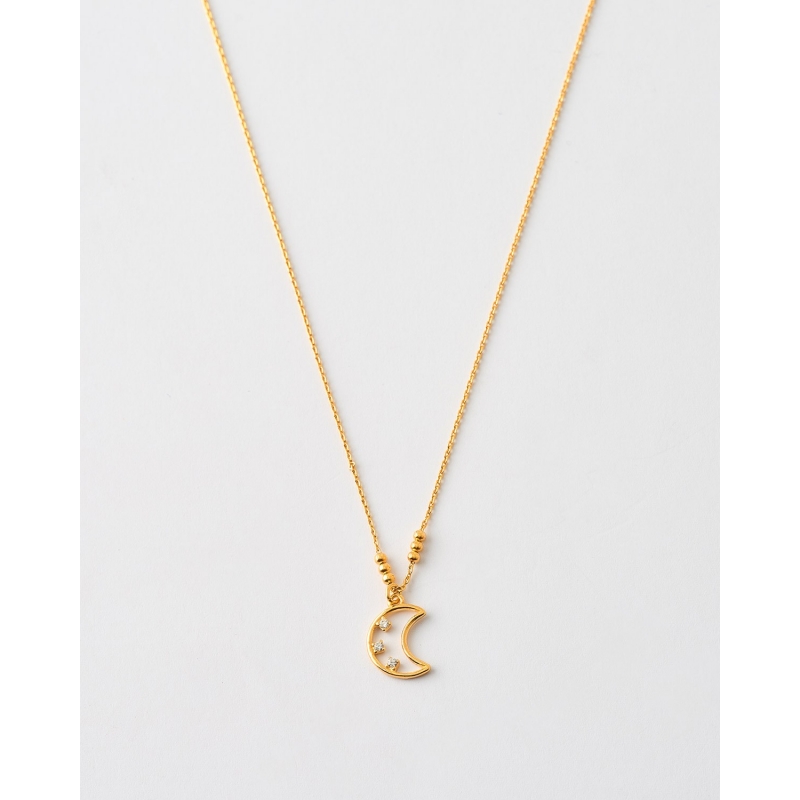 COLLAR LUNA Y CIRCONITAS - 40+4CM LARGO