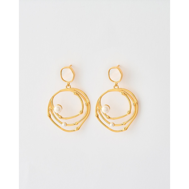 PENDIENTES MULTIARO 25MM PERLA Y...