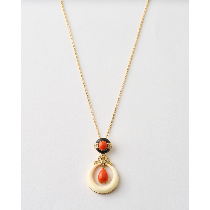 COLLAR CABOCHON DROP ESMALTE BICOLOR...