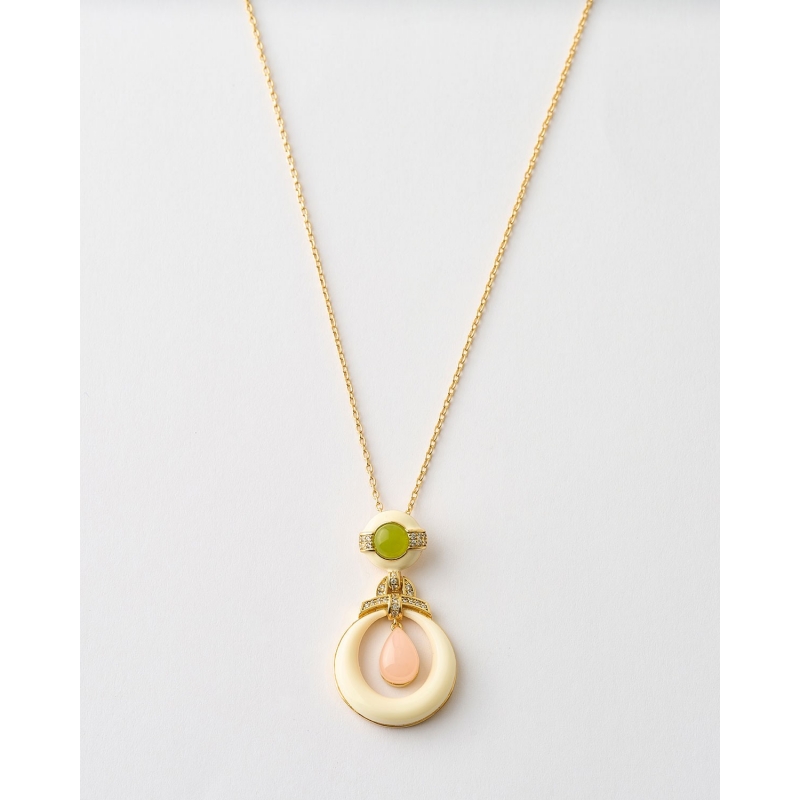 COLLAR CABOCHON DROP ESMALTE BICOLOR...