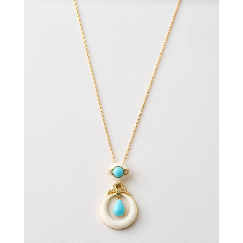 COLLAR CABOCHON DROP ESMALTE BICOLOR...