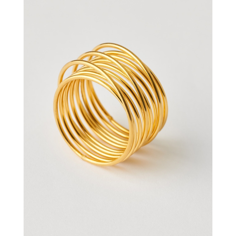 ANILLO ACERO ESPIRAL BAÑO DE ORO