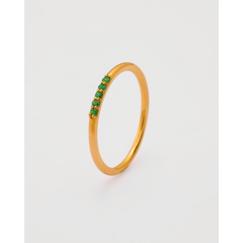 ANILLO TIRA DE 5 CIRCONITAS 1MM PLATA