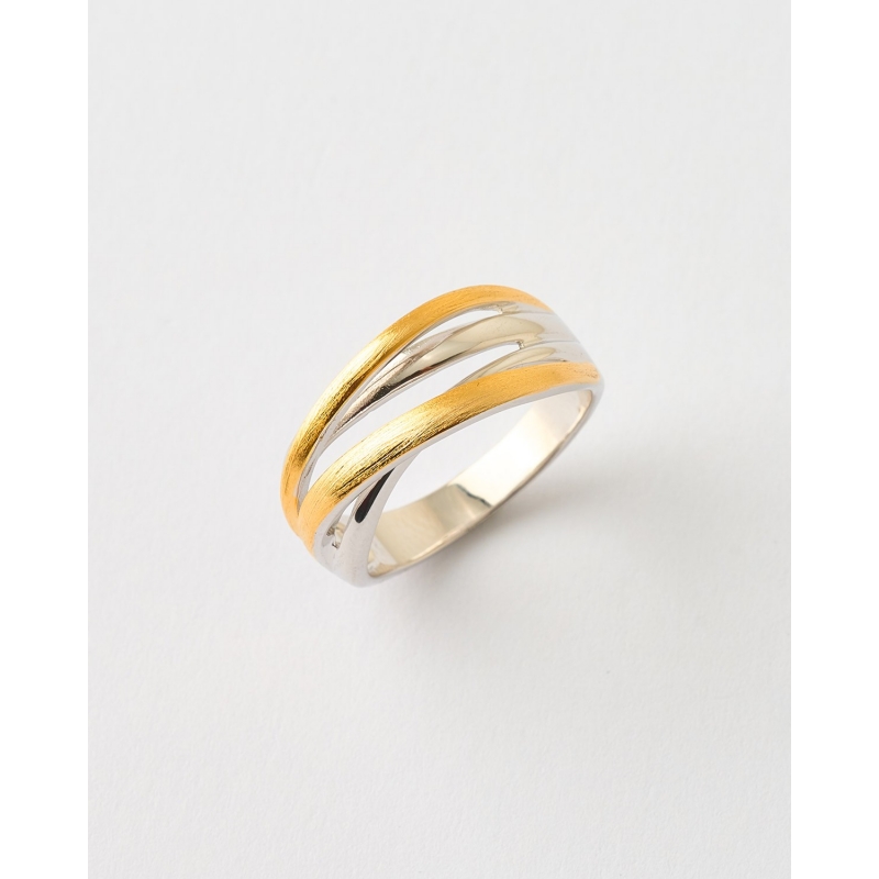 ANILLO CUATRO BANDAS BILOCO MATE Y LISO