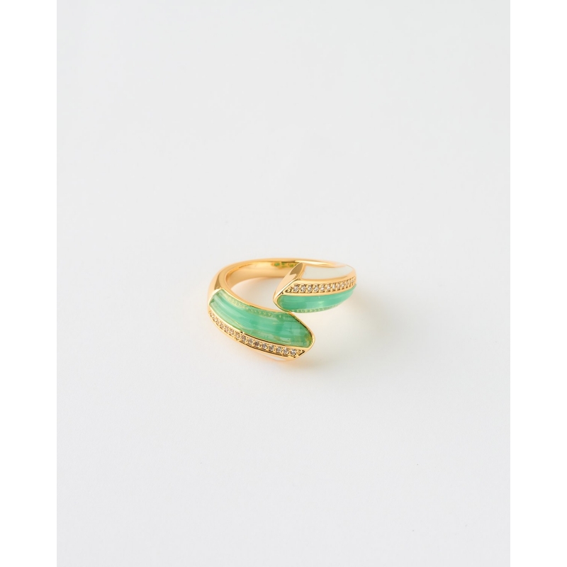 ANILLO BYPASS BICOLOR ESMALTE BLACO Y...
