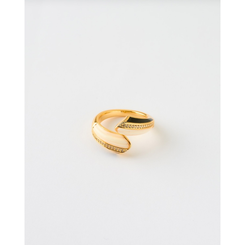 ANILLO BYPASS BICOLOR ESMALTE BLANCO...
