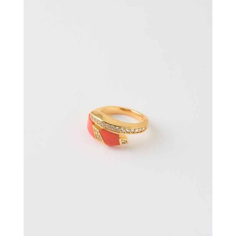 ANILLO BYPASS ESMALTE CORAL CON...