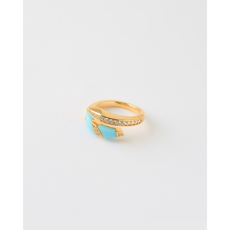 ANILLO BYPASS ESMALTE TURQUESA CON...