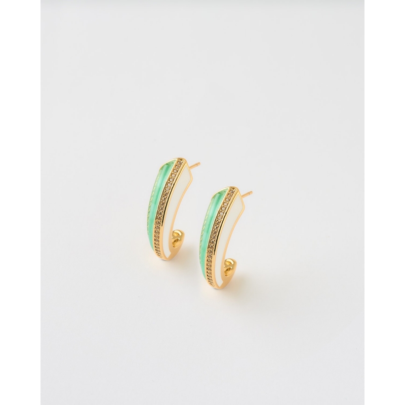 PENDIENTES MEDIO ARO BICOLOR ESMALTE...