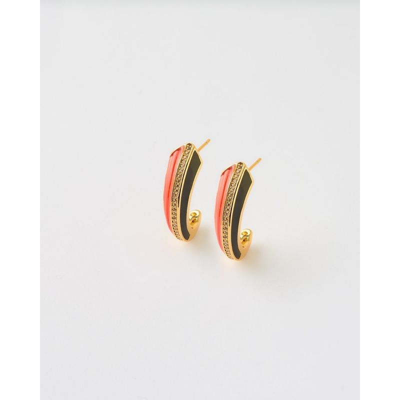 PENDIENTES MEDIO ARO BICOLOR ESMALTE...