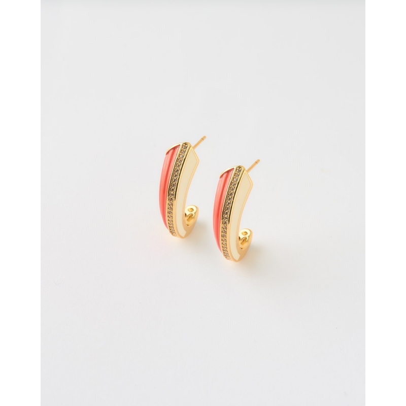 PENDIENTES MEDIO ARO BICOLOR ESMALTE...