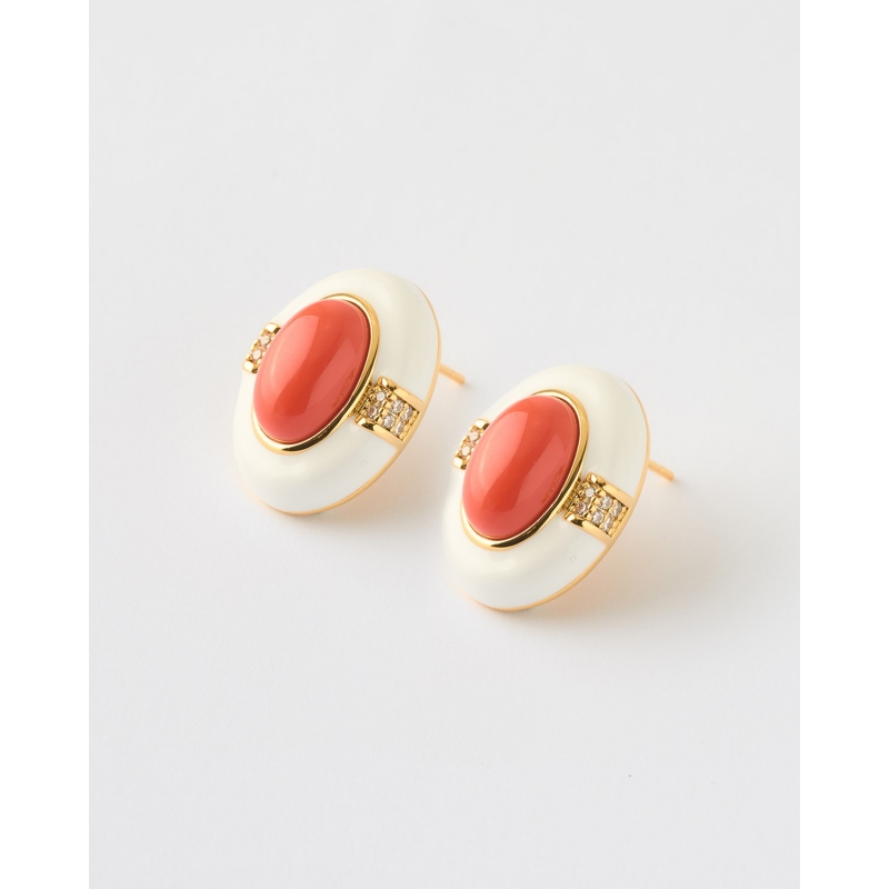 PENDIENTES OVAL ESMALTE BLANCO...