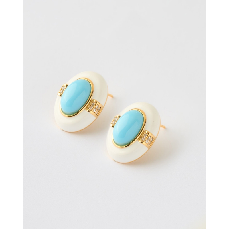 PENDIENTES OVAL ESMALTE BLANCO...