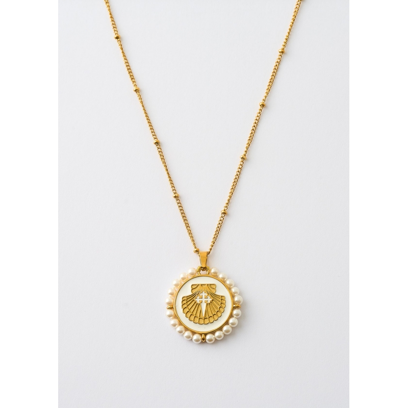 COLLAR ACERO MEDALLA CONCHA PEREGRINO...
