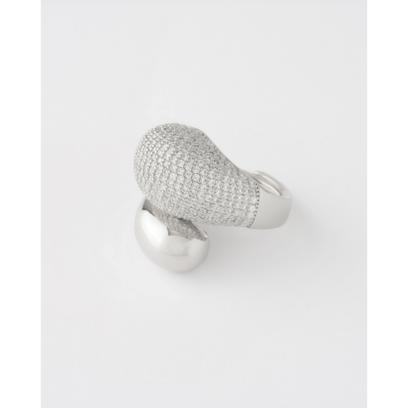 ANILLO BYPASS DOBLE GOTA PAVÉ AJUSTABLE