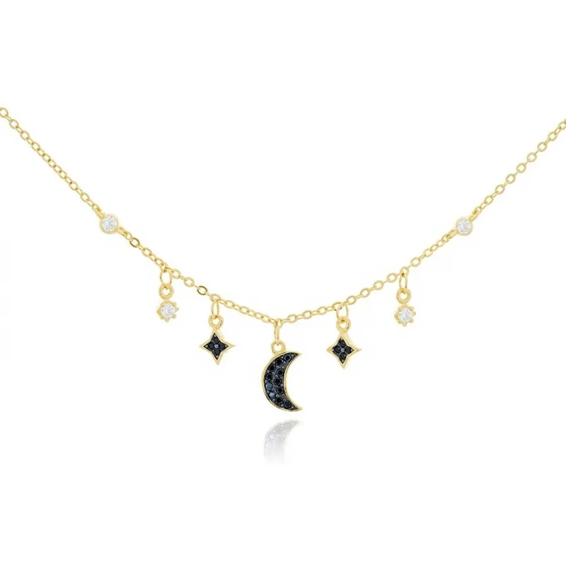 Collar Luna 7 Motivos Circonita Negra CZ