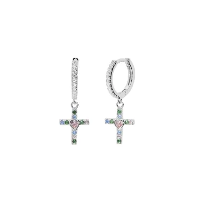 Pendientes Cruz Multi 10x8mm