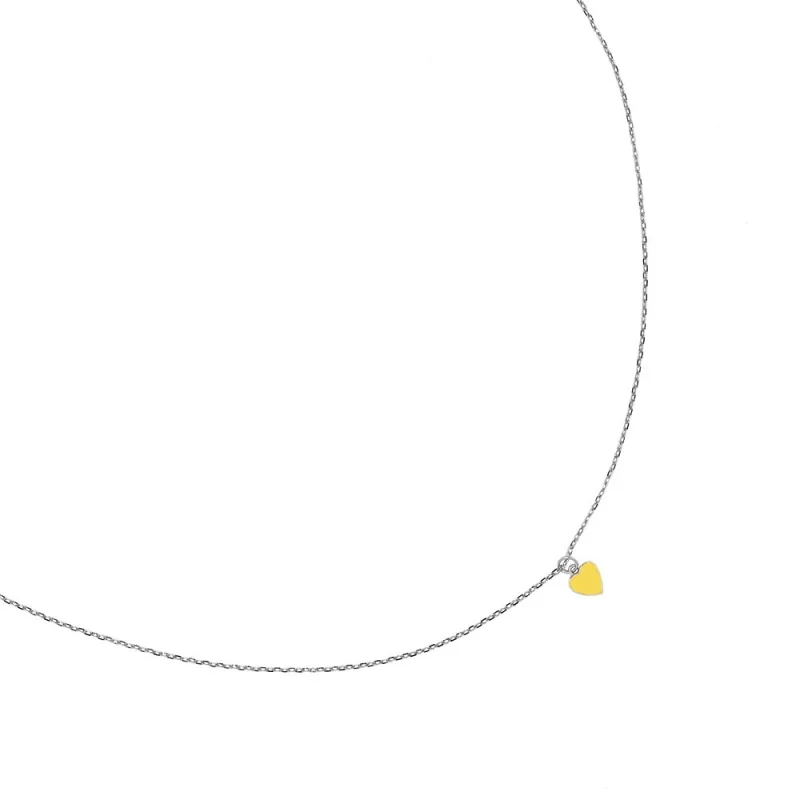 Collar Esmalte Amarillo Corazon 5x5mm...