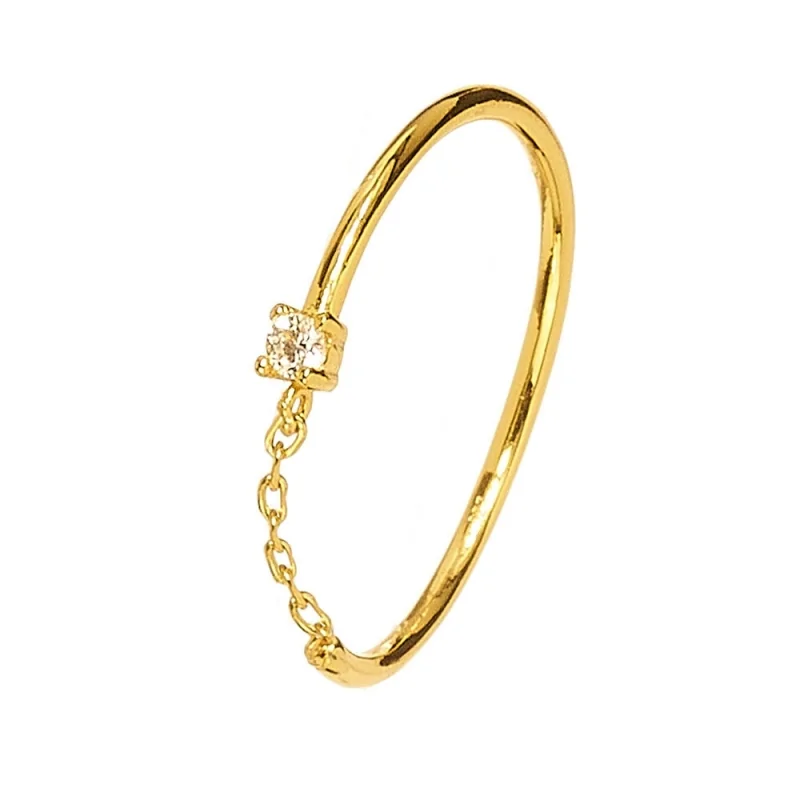 Anillo Cadena y Circonita 2mm