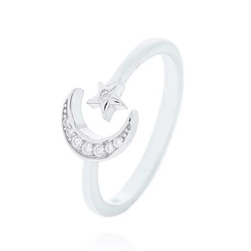 Anillo Luna y Estrella CZ