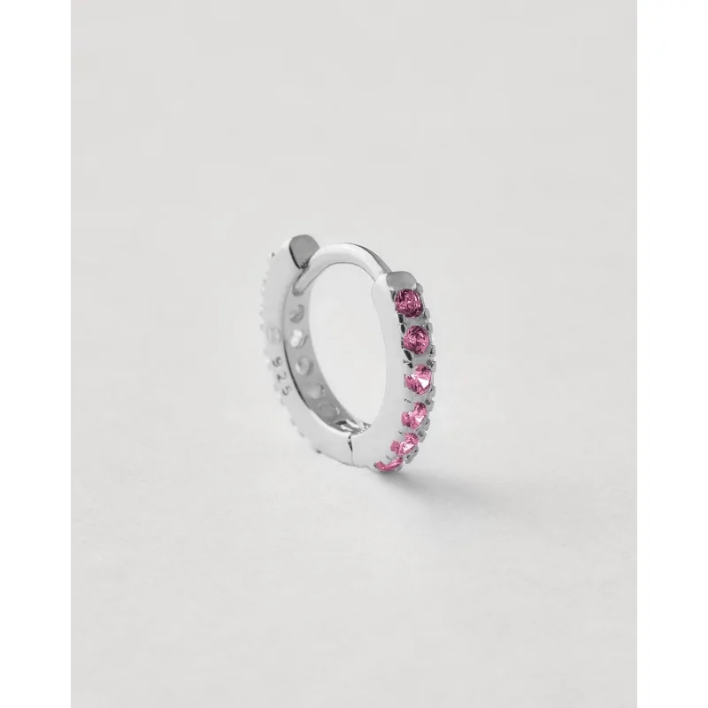 Pendientes Circonita Aro 10mm CZ Fucsia