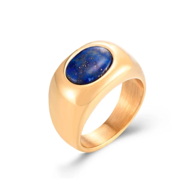Anillo Acero - Mineral Lapislazuli...