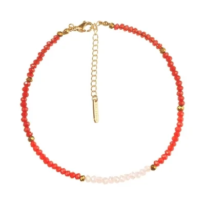 TOBILLERA PIEDRAS ROJO...